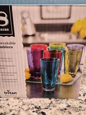 8-Piece Tritan Unbreakable Colorful Tumbler Set | BPA-Free | Dishwasher Safe | N